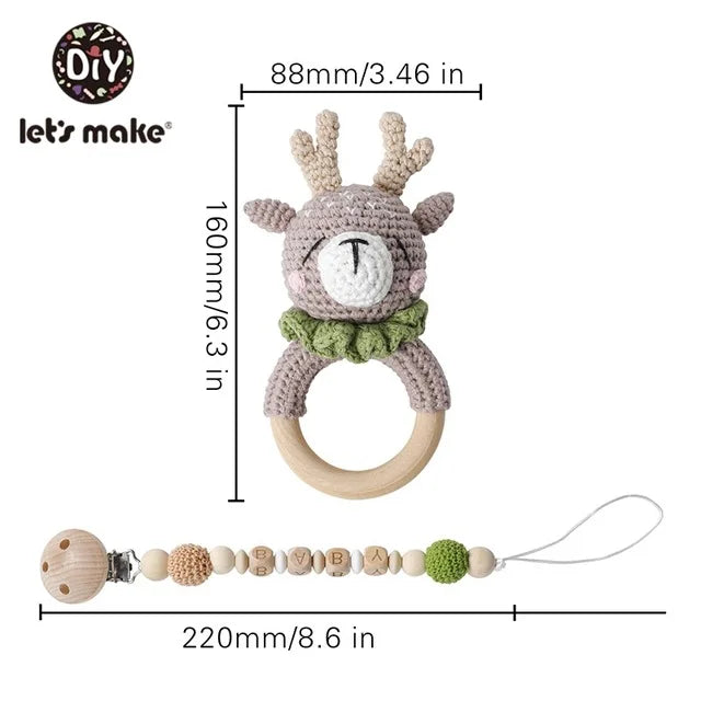 Baby Crochet Elephant Gift Set with Teether, Towel & Brush