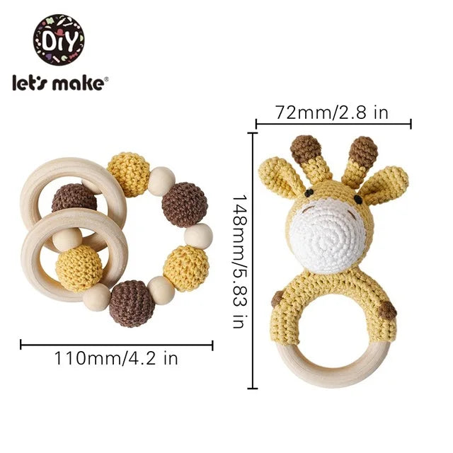 Baby Crochet Elephant Gift Set with Teether, Towel & Brush