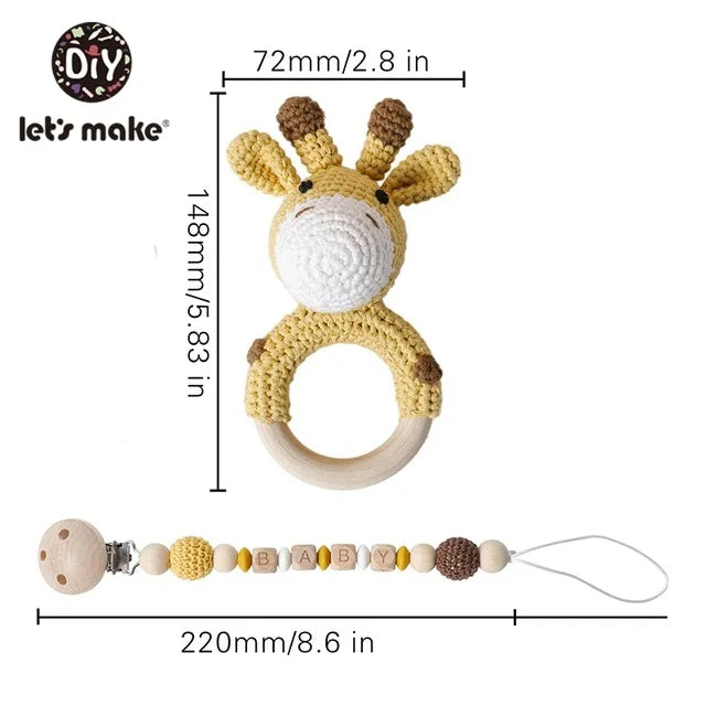 Baby Crochet Elephant Gift Set with Teether, Towel & Brush
