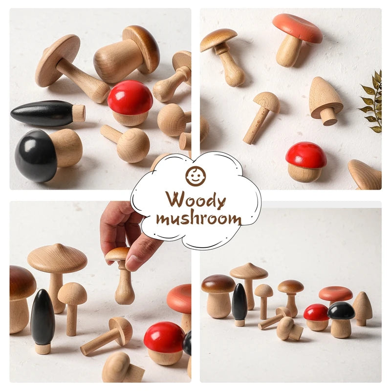 Wooden Mushroom Toy Set – Montessori-Inspired Sorting & Grasping Toy for Toddlers