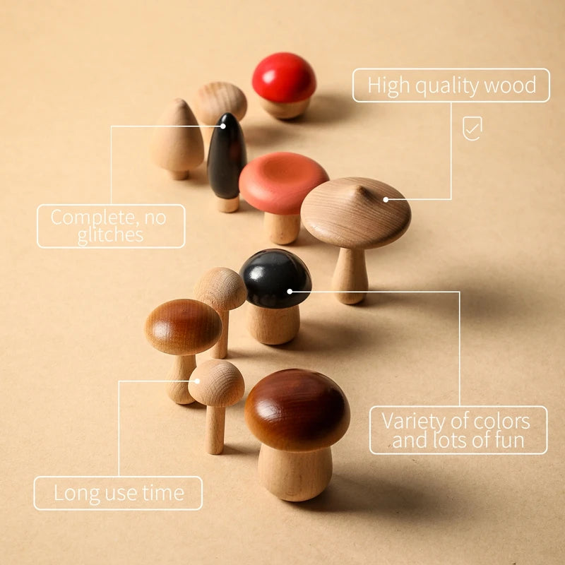 Wooden Mushroom Toy Set – Montessori-Inspired Sorting & Grasping Toy for Toddlers