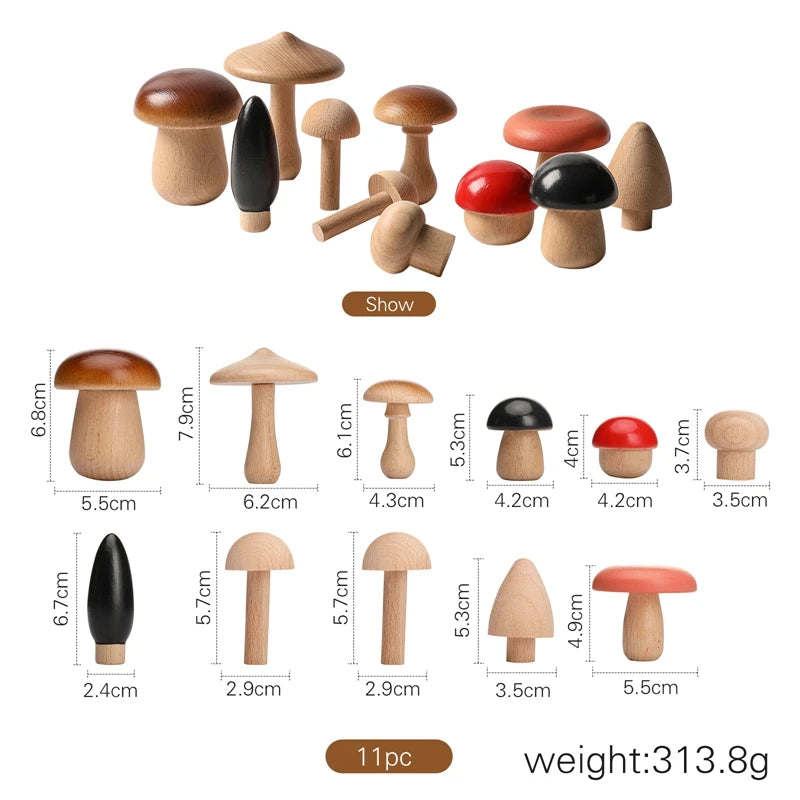 Wooden Mushroom Toy Set – Montessori-Inspired Sorting & Grasping Toy for Toddlers