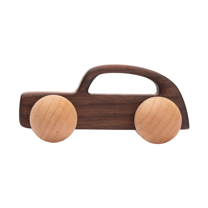 Wooden Animal Push Car Set – Organic Beech Baby Rolling Toys