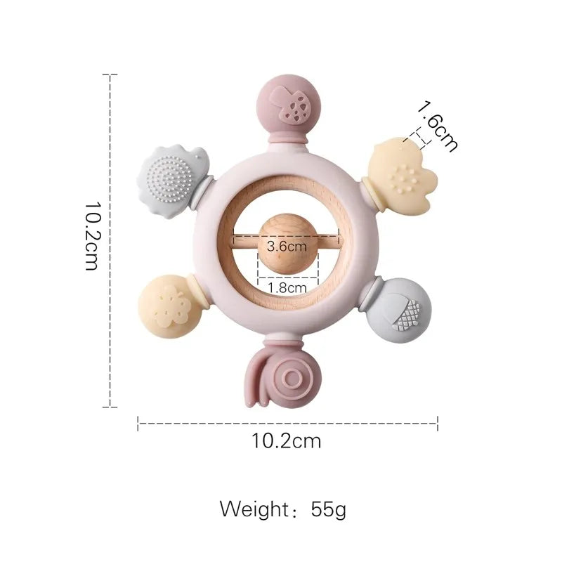 Wooden Rotating Animal Puzzle – Baby Rattle & Matching Toy