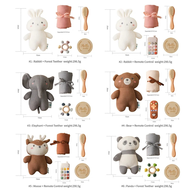 Baby Crochet Elephant Gift Set with Teether, Towel & Brush