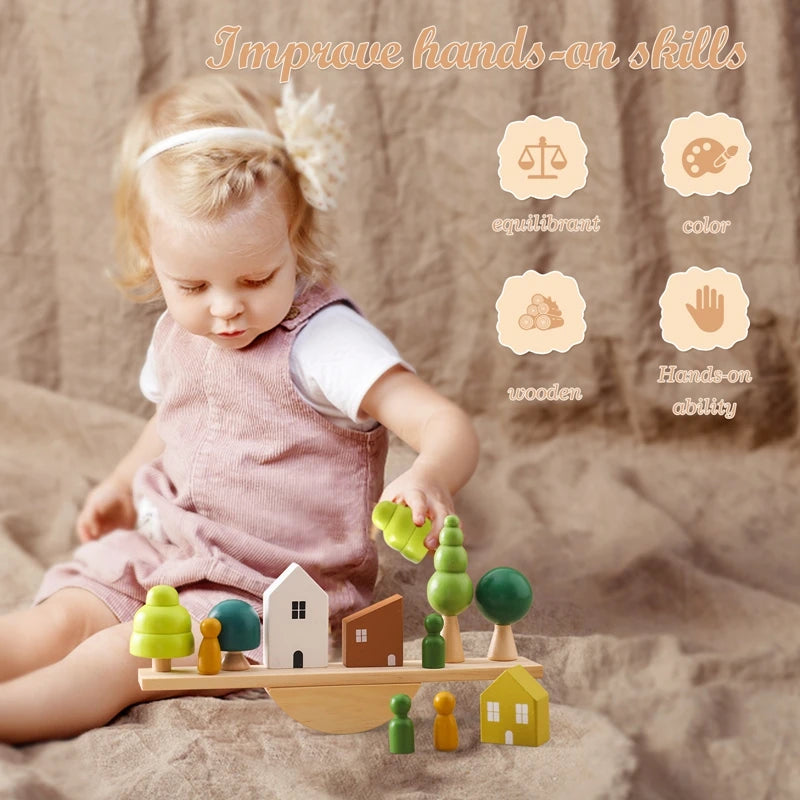 Wooden Forest Houses Balancing Set