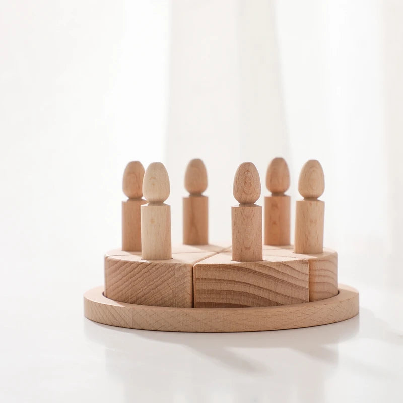 Wooden Birthday Cake Toy – Montessori-Inspired Cognitive & Pretend Play Set