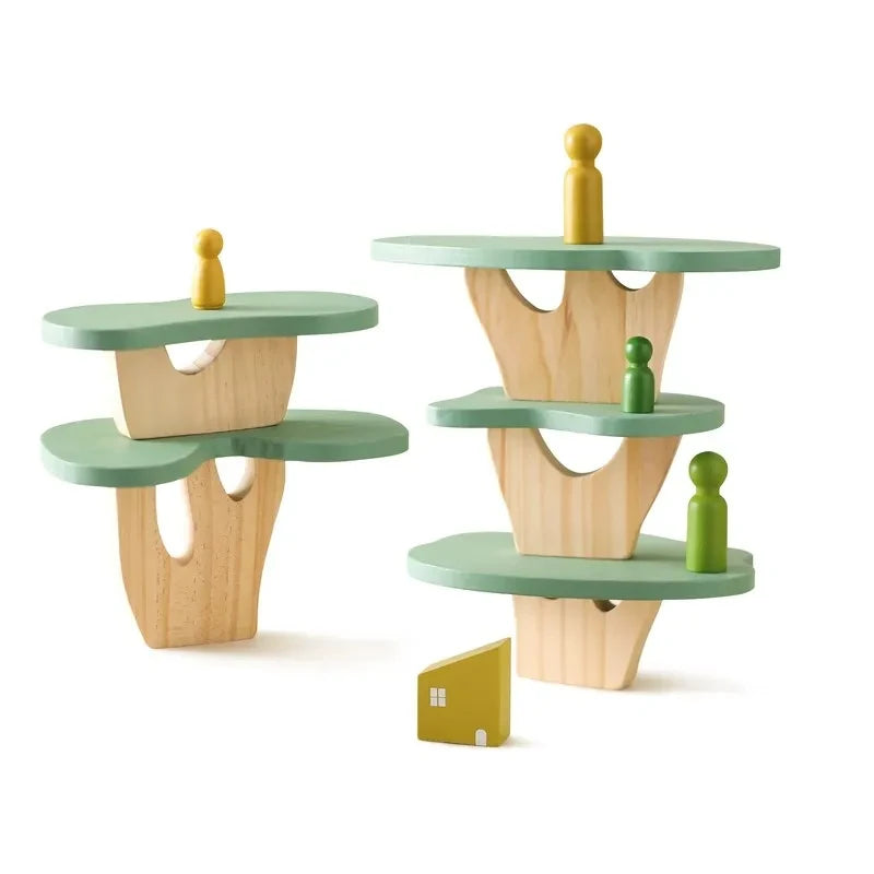 Wooden Forest Houses Balancing Set