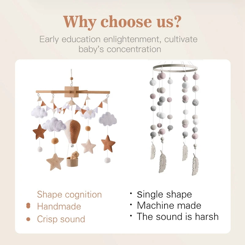 Wooden Baby Crib Mobile – Handmade & Sensory- Montessori Inspired