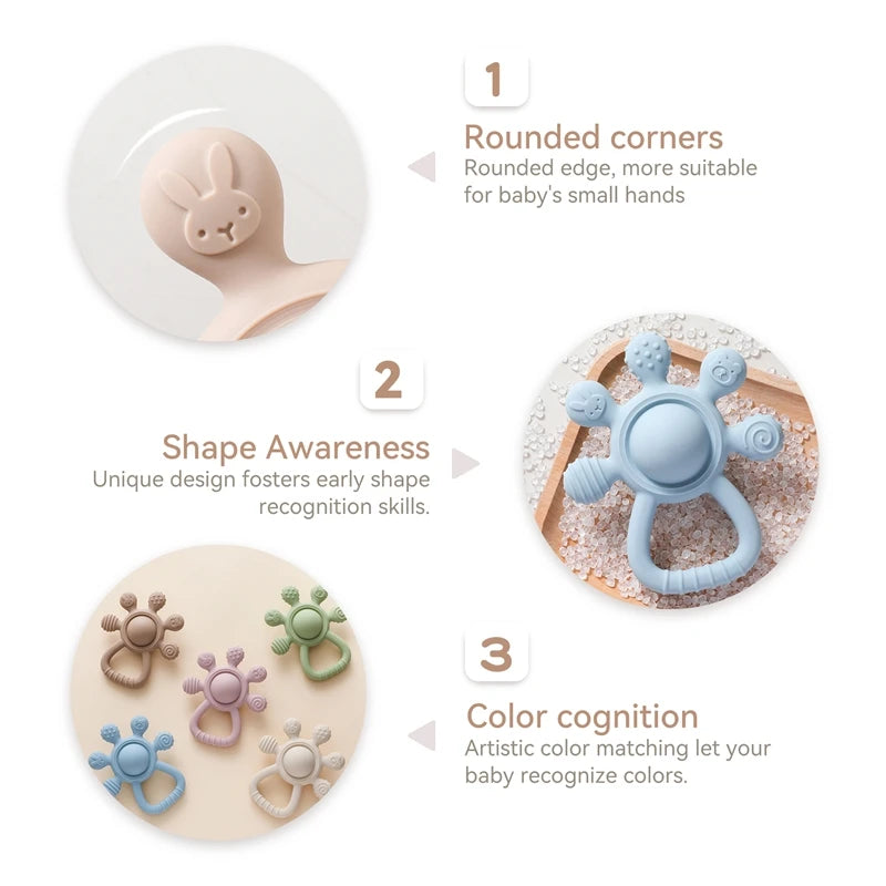Multi-Textured Silicone Musical Teether – BPA-Free Sensory Toy for Babies