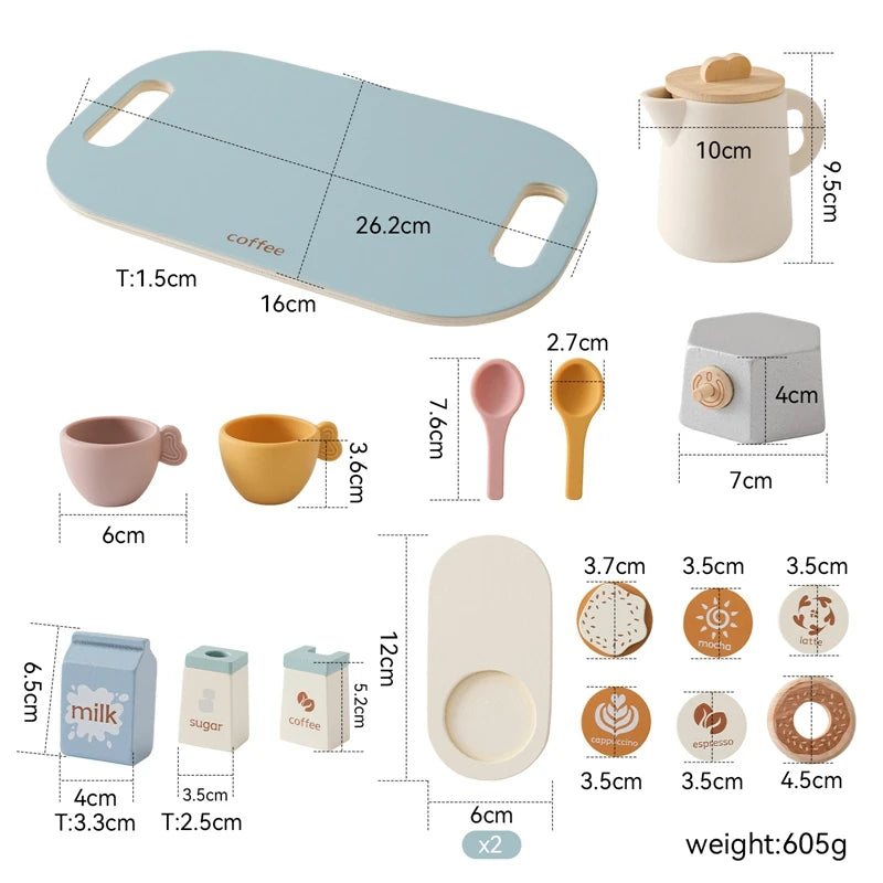 Wooden Afternoon Coffee & Tea Set – Pretend Play Toy for Toddlers