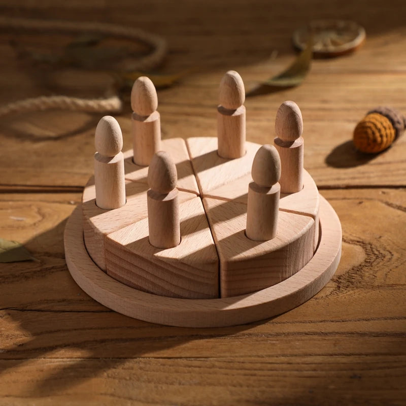 Wooden Birthday Cake Toy – Montessori-Inspired Cognitive & Pretend Play Set