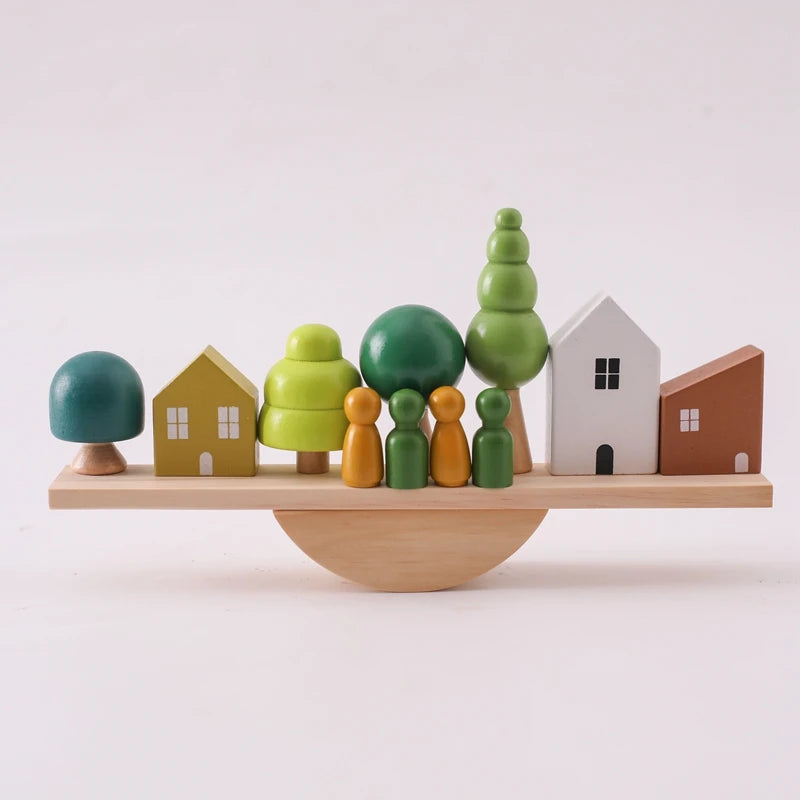 Wooden Forest Houses Balancing Set