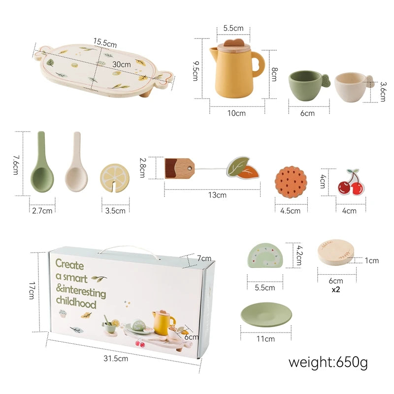 Wooden Afternoon Coffee & Tea Set – Pretend Play Toy for Toddlers
