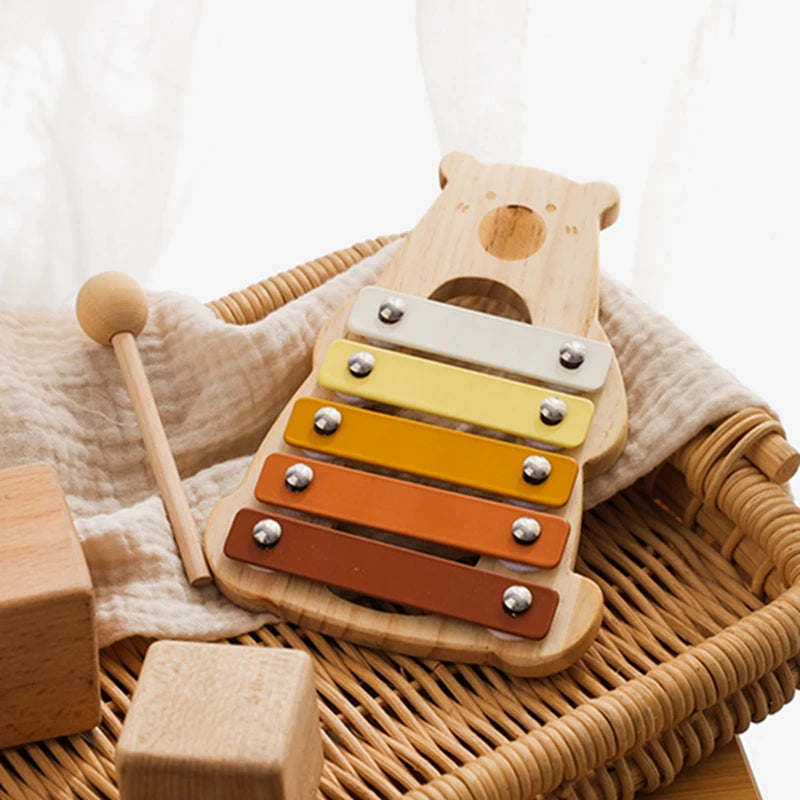 Small Wooden 5-Tone Elephant Xylophone