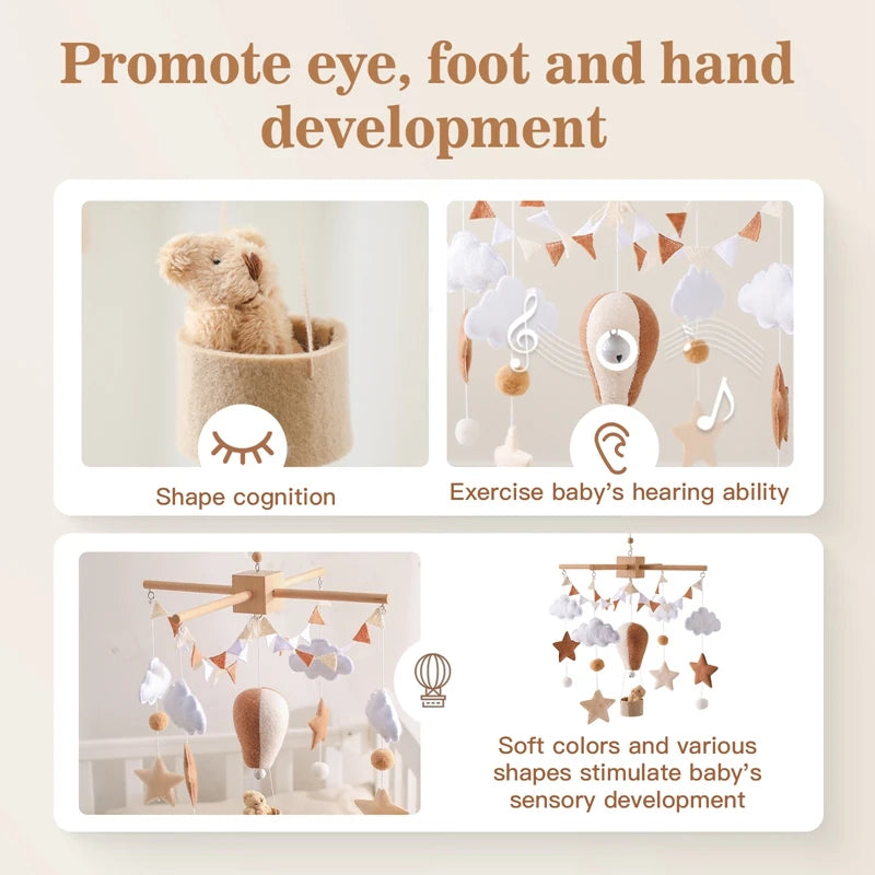 Wooden Baby Crib Mobile – Handmade & Sensory- Montessori Inspired