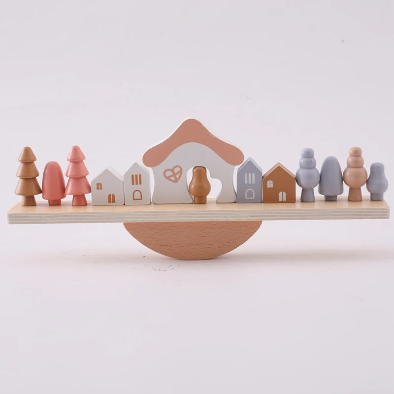 Wooden Forest Houses Balancing Set