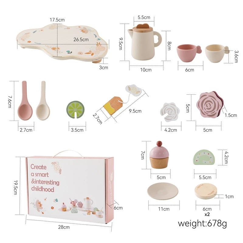 Wooden Afternoon Coffee & Tea Set – Pretend Play Toy for Toddlers