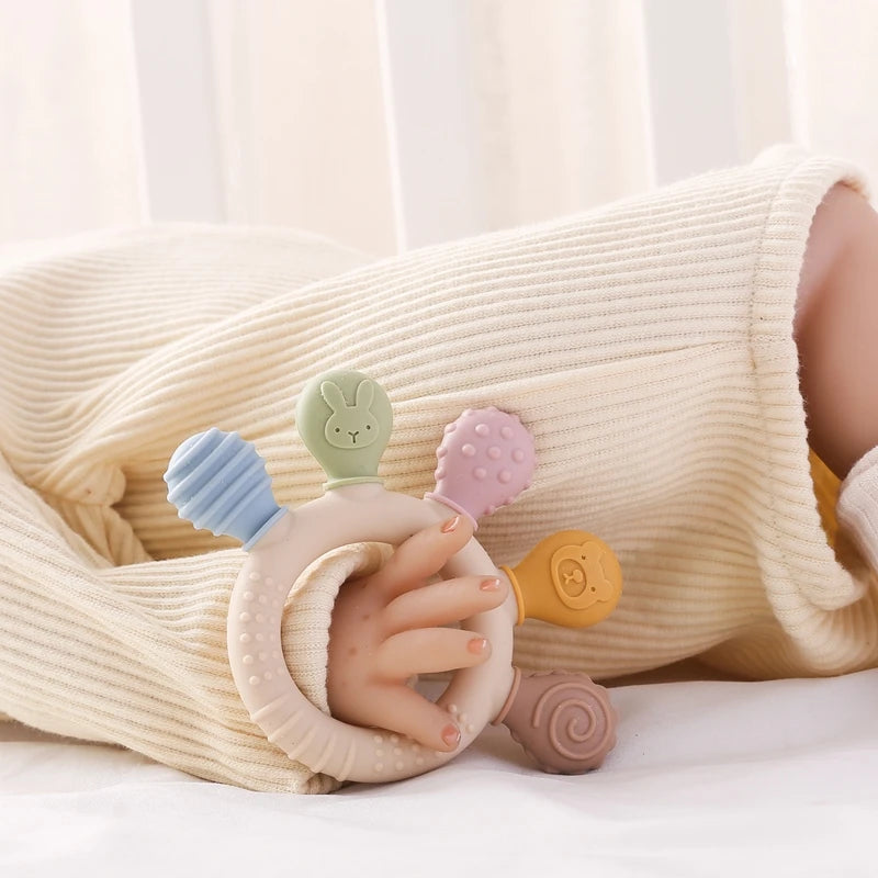 Multi-Textured Silicone Musical Teether – BPA-Free Sensory Toy for Babies