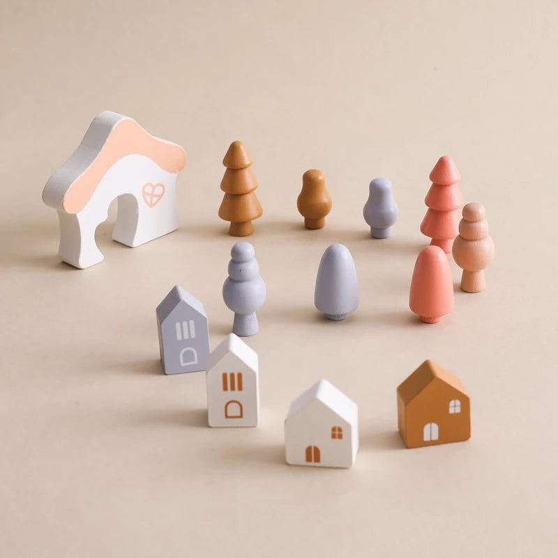 Wooden Forest Houses Balancing Set