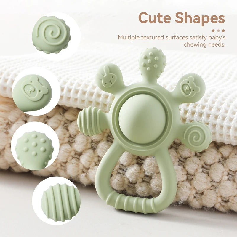Multi-Textured Silicone Musical Teether – BPA-Free Sensory Toy for Babies