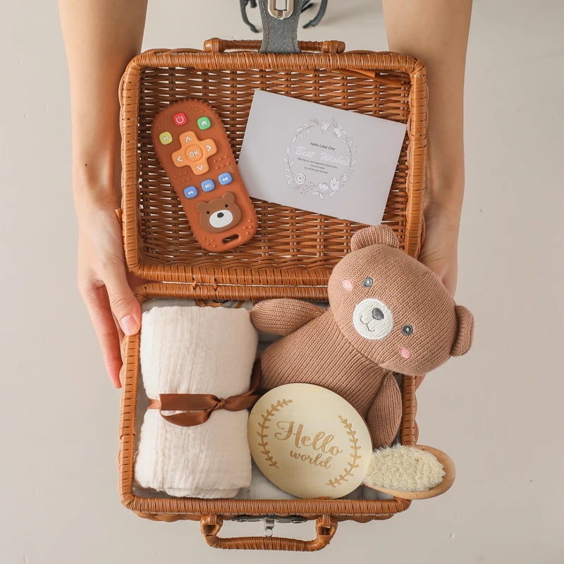 Baby Crochet Elephant Gift Set with Teether, Towel & Brush