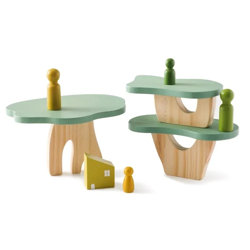 Wooden Forest Houses Balancing Set