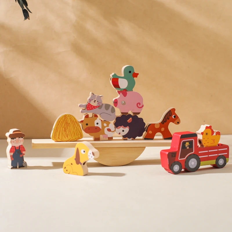Wooden Forest Houses Balancing Set