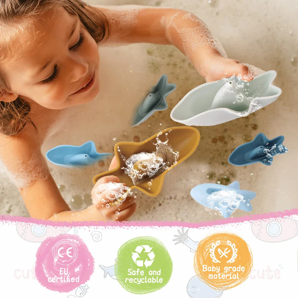 Bath Toy Set of 3 Silicone Sharks Multivariant-3