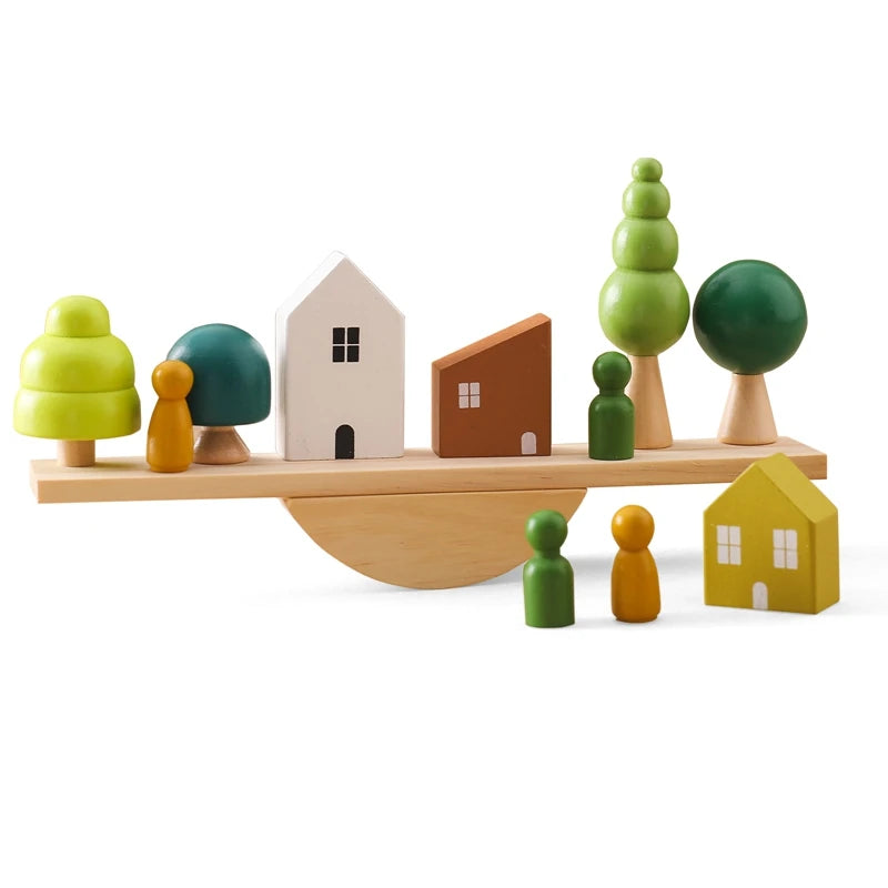 Wooden Forest Houses Balancing Set