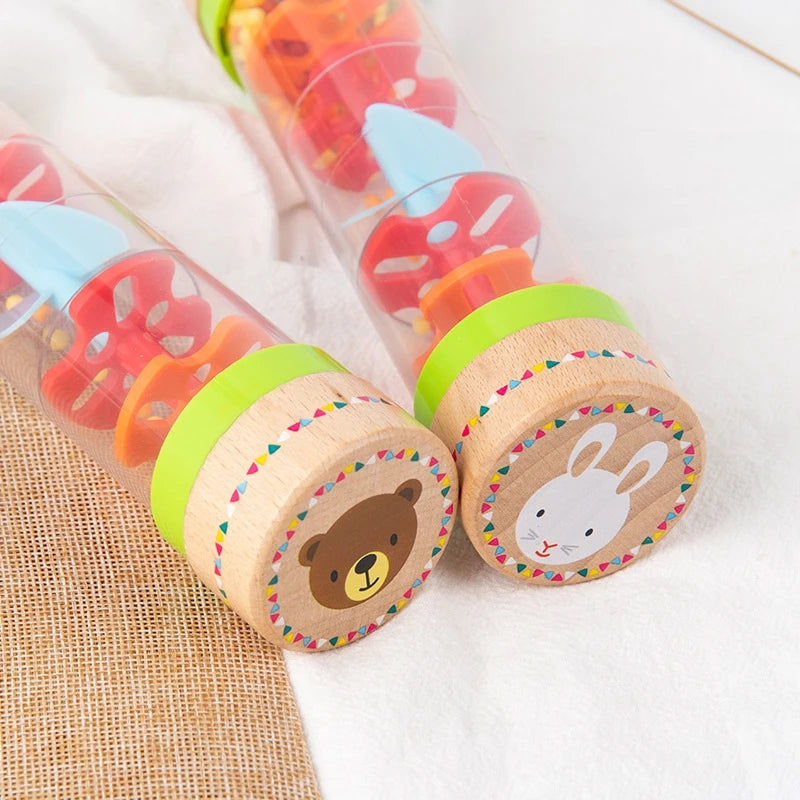Wooden Rainmaker Sound Toy – Montessori Musical Sensory Tube for Babies & Toddlers