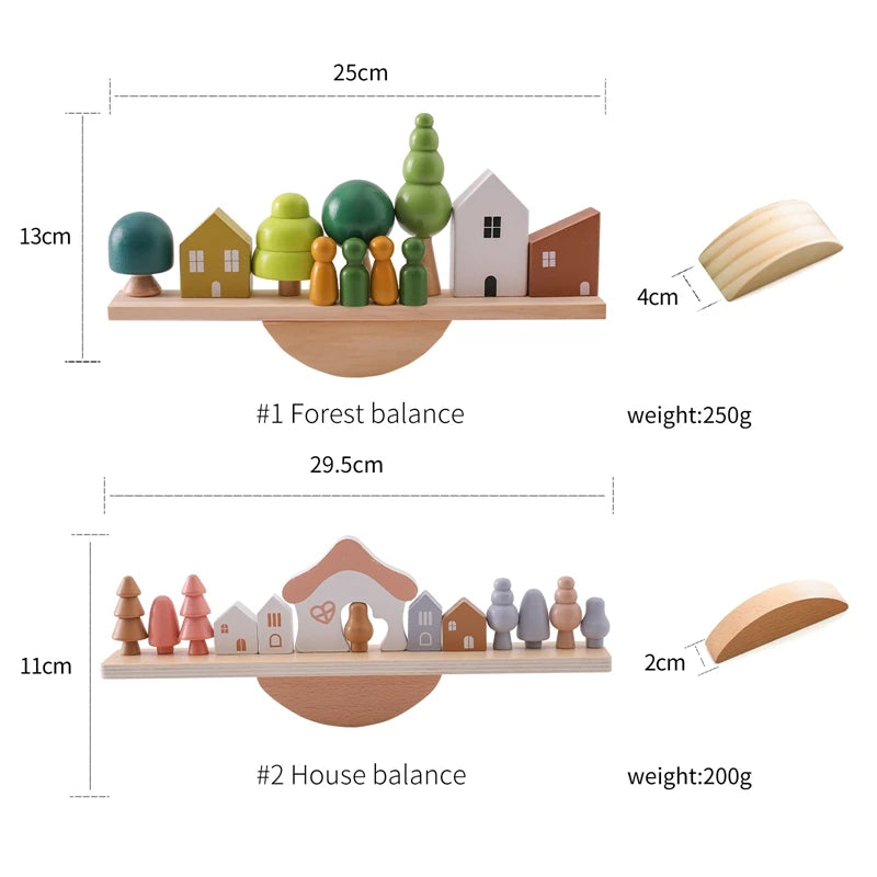 Wooden Forest Houses Balancing Set