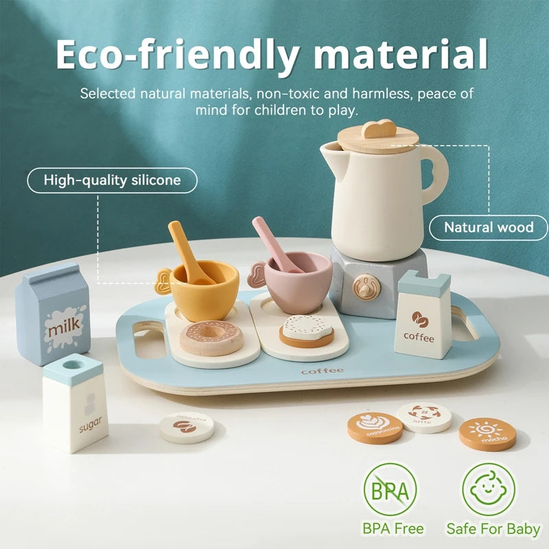 Wooden Afternoon Coffee & Tea Set – Pretend Play Toy for Toddlers