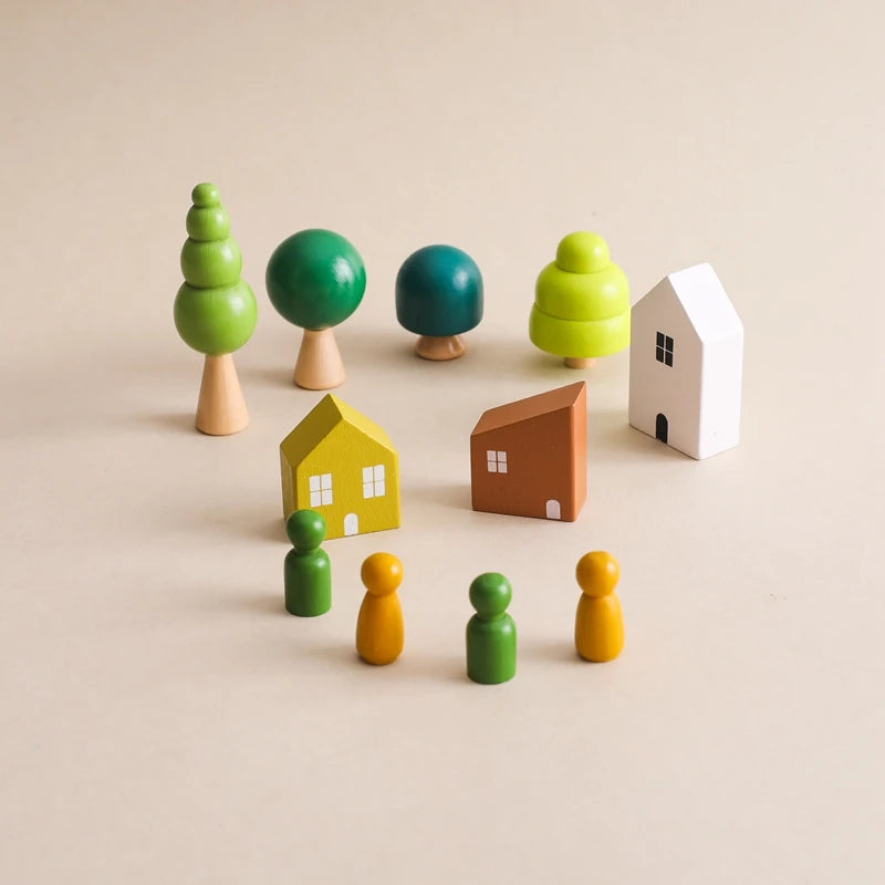 Wooden Forest Houses Balancing Set
