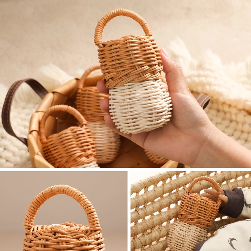 Natural Rattan Bell Rattle – Montessori-Inspired Wooden Baby Toy for Sensory Exploration