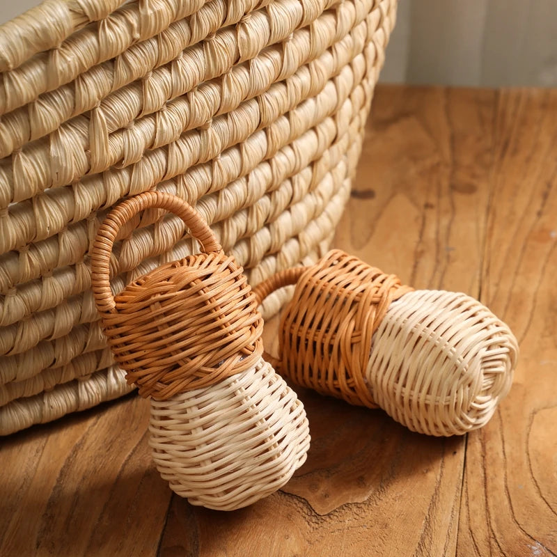 Natural Rattan Bell Rattle – Montessori-Inspired Wooden Baby Toy for Sensory Exploration