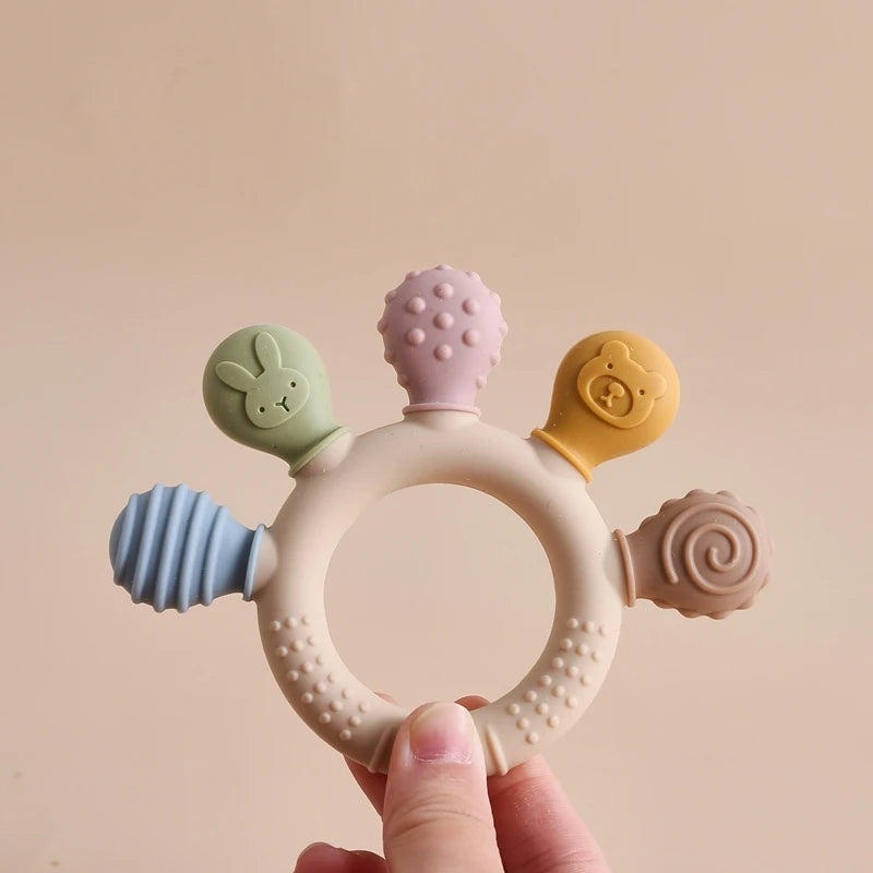 Multi-Textured Silicone Musical Teether – BPA-Free Sensory Toy for Babies