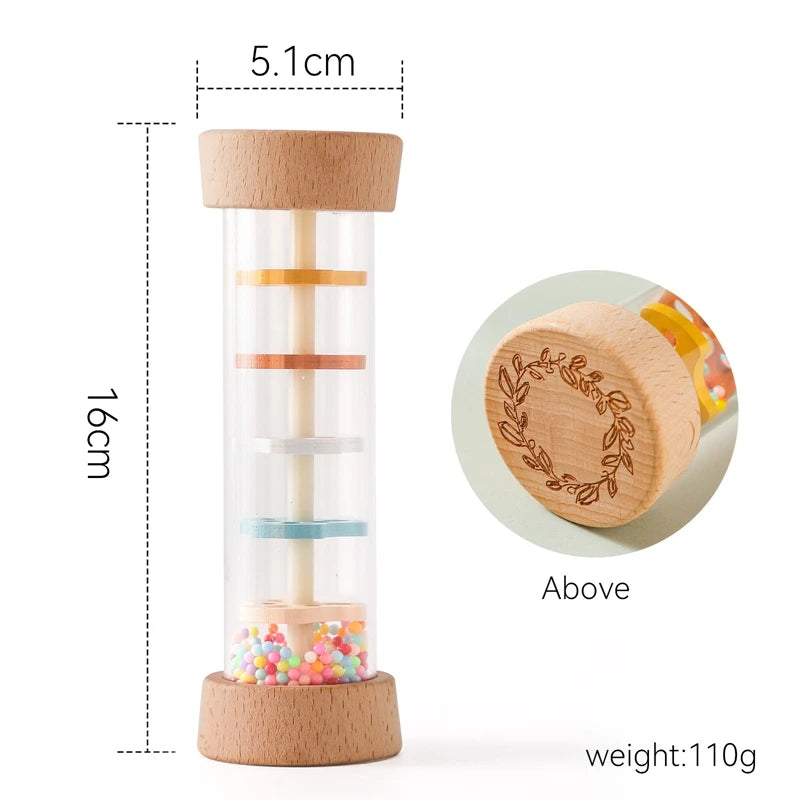 Wooden Rainmaker Sound Toy – Montessori Musical Sensory Tube for Babies & Toddlers