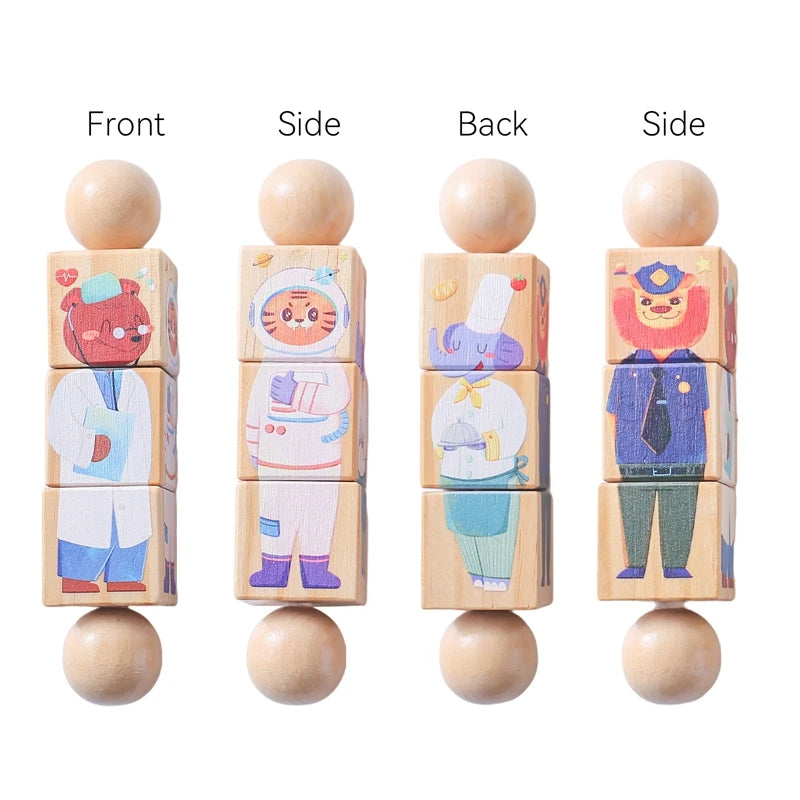 Wooden Rotating Animal Puzzle – Baby Rattle & Matching Toy
