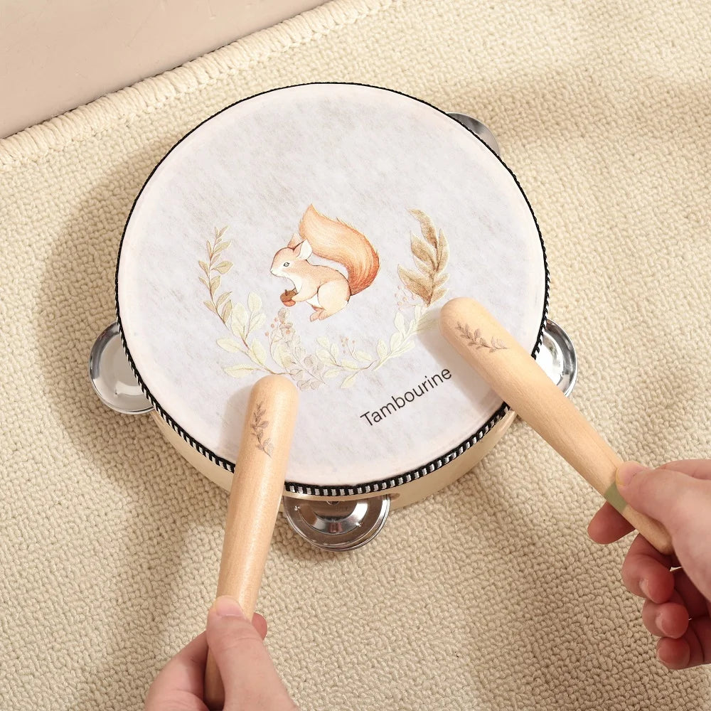 Montessori Musical Instrument Set for Babies & Toddlers – Rattle, Bell, Drum & Xylophone