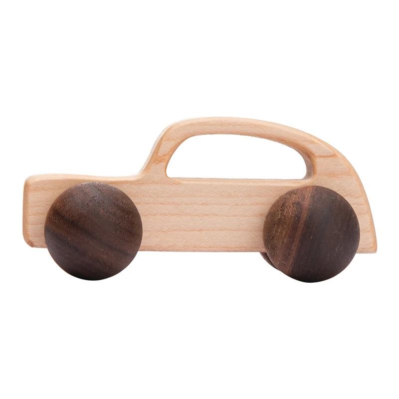 Wooden Animal Push Car Set – Organic Beech Baby Rolling Toys