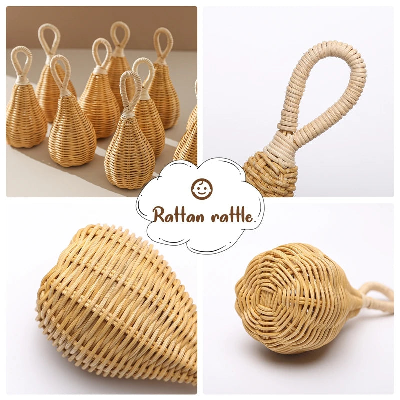 Handmade Rattan Baby Rattle – Montessori-Inspired Sensory Toy for Infants