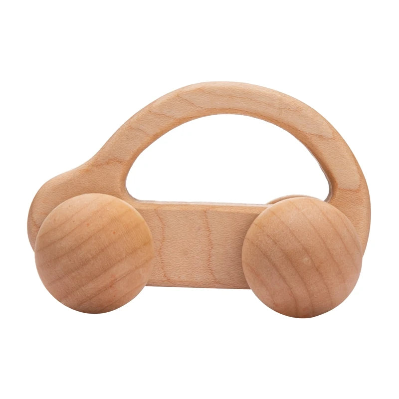 Wooden Animal Push Car Set – Organic Beech Baby Rolling Toys