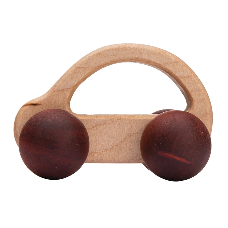 Wooden Animal Push Car Set – Organic Beech Baby Rolling Toys