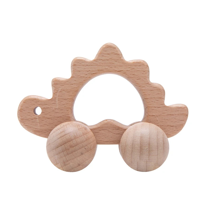 Wooden Animal Push Car Set – Organic Beech Baby Rolling Toys