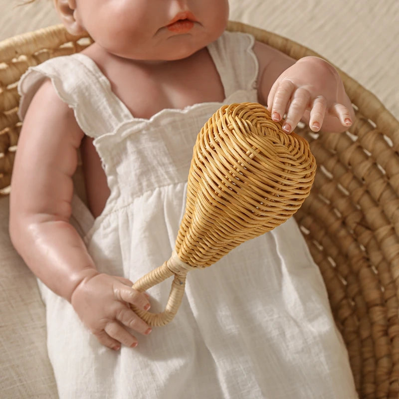 Handmade Rattan Baby Rattle – Montessori-Inspired Sensory Toy for Infants