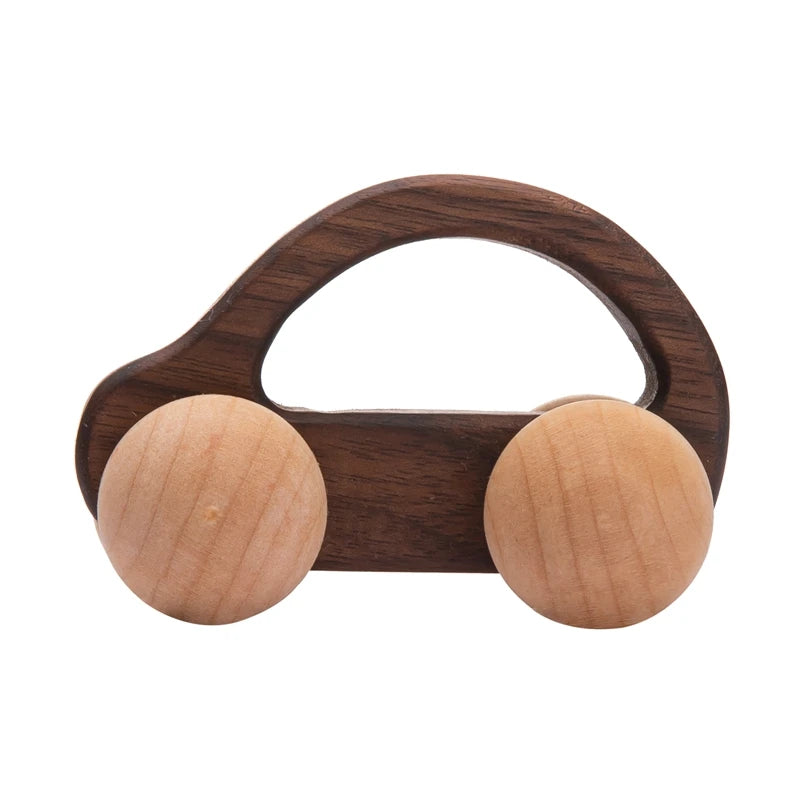 Wooden Animal Push Car Set – Organic Beech Baby Rolling Toys