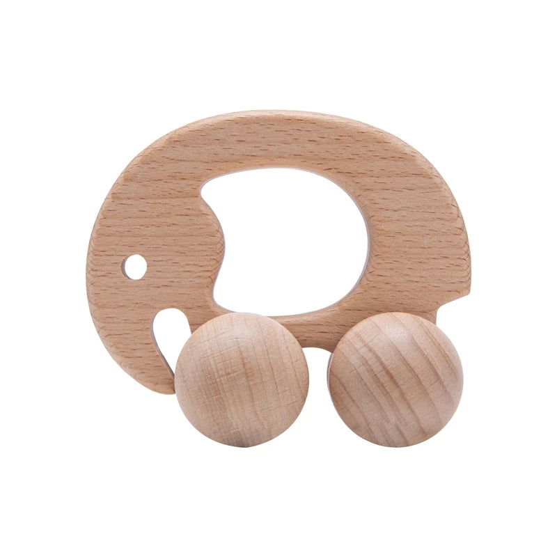 Wooden Animal Push Car Set – Organic Beech Baby Rolling Toys