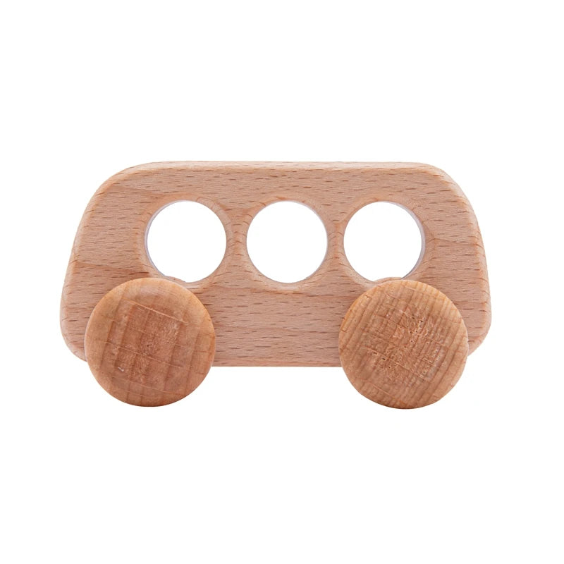 Wooden Animal Push Car Set – Organic Beech Baby Rolling Toys