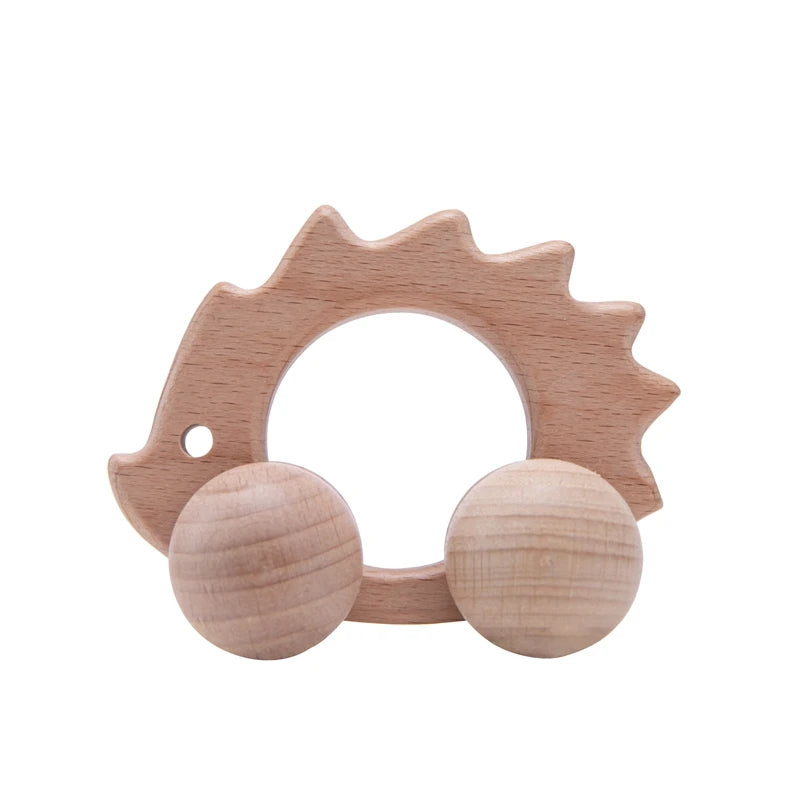 Wooden Animal Push Car Set – Organic Beech Baby Rolling Toys